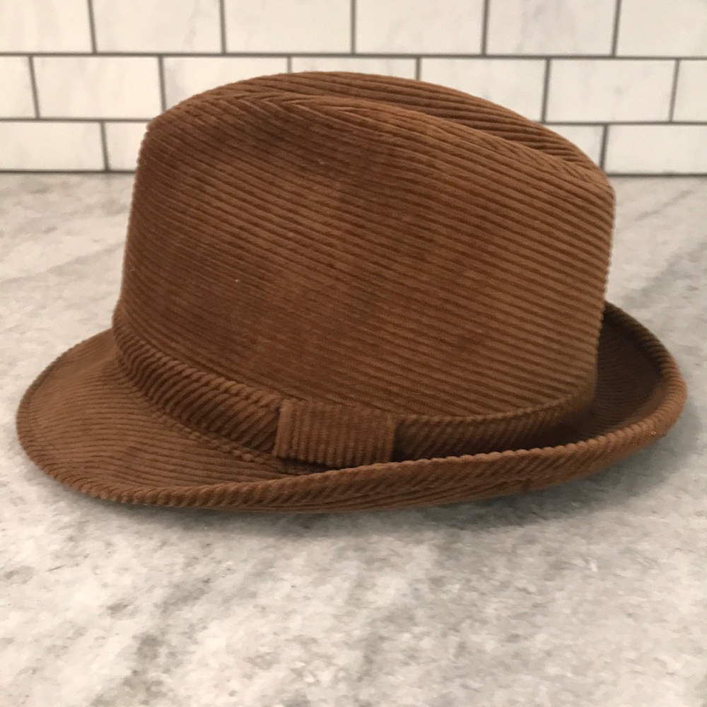 Vintage JC Penney Corduroy Fedora Hat Mens 7 - 71/8 Medium Brown 70s Festival